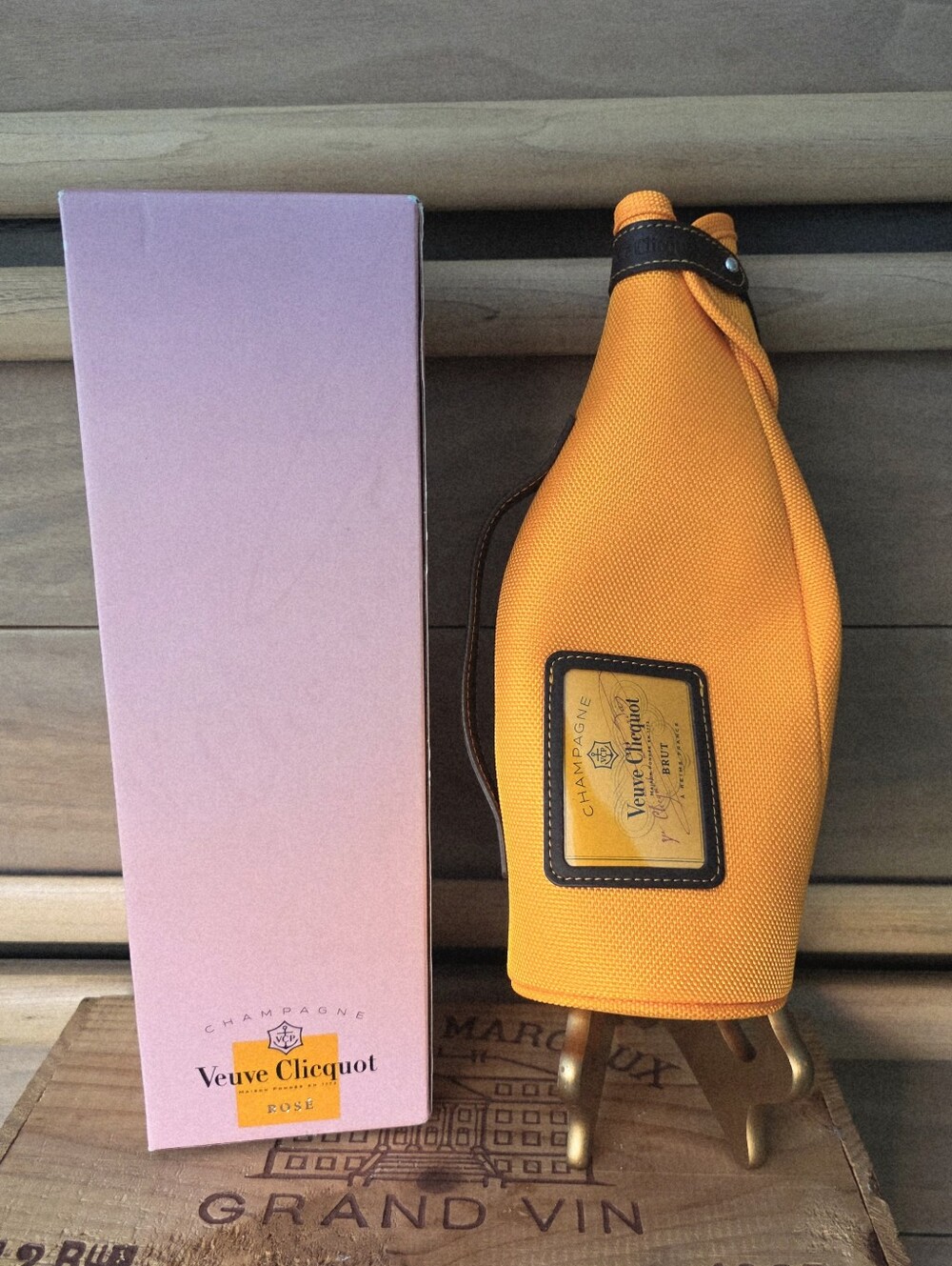 Veuve Clicquot Classic Orange Champagne Ice Jacket And Rose Bottle Box